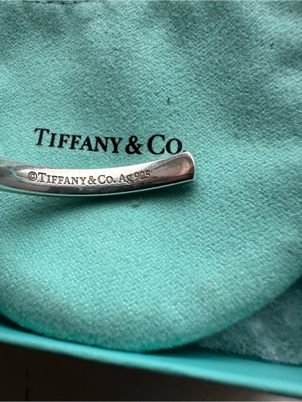 Tiffany & Co. Sterling Silver Open Cuff Bracelet - Blue Green Pouch